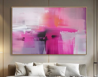 Large Abstract Oil Painting on Canvas Modern Wall Art Original Acrylic Painting Living Room Wall Art Custom Gift Painting Boho Pink Wall Art