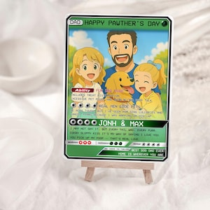 Carte à collectionner personnalisée pour la fête des pères – Plaque acrylique personnalisée de style anime – Cadeau pour papa joueur de la part d'un enfant – Cadeau pour nouveau papa – Cadeau pour mari joueur