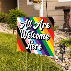 LGBTQ + Pride Yard Sign – 18x24” Double Sided Rainbow Flag Sign – Outdoor Protest Lawn Decor – LGBTQIA + Pride Month Yard Display