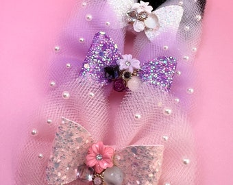 Tulle hair bows.