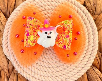 Ghost tulle hair bow.
