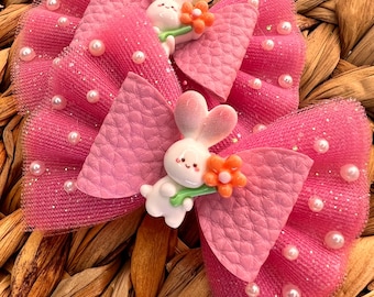 Bunny & flower hair bow.