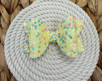 Confetti hair bow (Yellow).