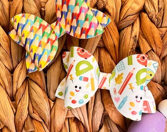 Back to school mini hair bow.