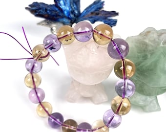 Ametrine Bracelet | Premium Ametrine Crystal Beaded Bracelet | Elegant Healing Stone Jewelry