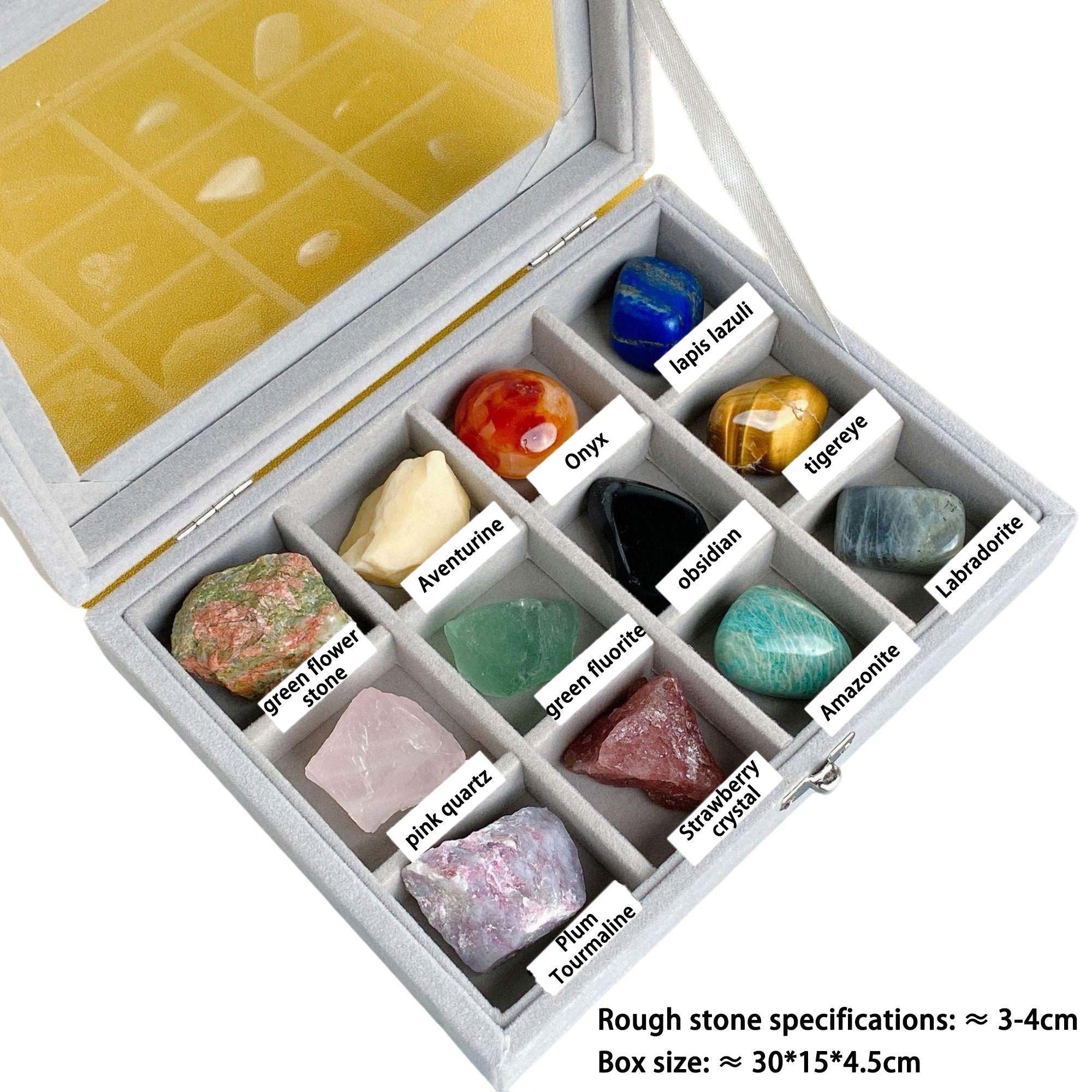 Scatola 50 Cristalli Naturali Grezzi - Kit Collezione Minerali Per Principianti, Campioni Di Pietre Preziose, Regalo Didattico Per Bambini - 3