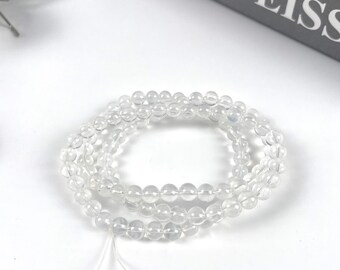 Natural Clear Quartz Beads – White Transparent Loose Beads for DIY Jewelry, Bracelets, Necklaces, and Mala Beads