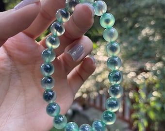 Natural Sugar-Heart Agate Round Bead Bracelet - 6 colors Agate Beaded Bracelet