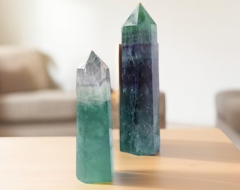 Big Wand Natural Crystal Point Green Fluorite Tower Healing Stone Energy Ore Mineral Obelisk Home Decor Ornaments