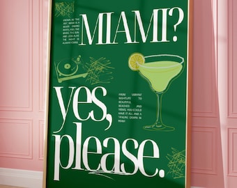 Miami Wall Art Poster | Aesthetic Cute Miami Poster for Dorms, Rooms, Apartments, etc.