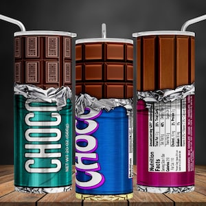 Chocolate Bar 20oz Tumbler Wrap: Seamless Sublimation Design (Digital File PNG)