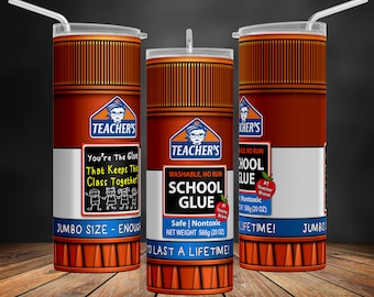 Funny Teacher Glue Stick Tumbler Wrap Design (Digital File)