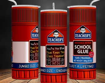 Glue Stick 20 oz MALE Teacher Tumbler Wrap PNG, Funny Joke Teacher Tumbler Design, Seamless Design For Sublimation, Digital File, 300dpi