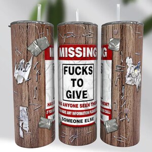 Funny Sarcastic Tumbler Wrap PNG, Zero Fucks Given (Digital Download) image 2
