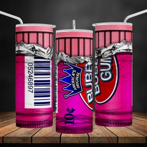 Chewing Gum 20 oz Tumbler Wrap, 20 oz Gum Wrappers Candy Tumbler PNG, Candy PNG, Seamless Design For Sublimation, Digital File, Dad Gift.