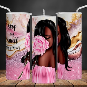 Glam Bling Tumbler Wrap: Pink Peonies Design (Digital Download)