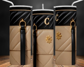 Luxury Leather Purse Tumbler Wrap, Fashion Bag Design (PNG Digital Download)