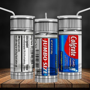 Zahnpasta 20 Unzen Tumbler Wrap, Zahnpasta lustige Tumble PNG, nahtloses Design für Sublimation, sofortiger Download, Gag Geschenk, Becherverpackung