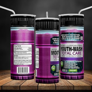 Mundwasser 20 Unzen Weed Tumbler Wrap, sarkastischer lustiger Zahnarzt Becher PNG, Zahnpasta PNG, nahtloses Design für Sublimation, Geschenkbecherverpackung