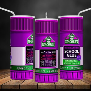 Teacher Glue Stick 20oz Tumbler Wrap: Funny Seamless Design (Digital File)