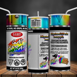 Rainbow Spray Paint 20oz Gay Pride LGBT Tumbler PNG, Pride Tumbler Wrap, Lgbt PNG, Seamless Design For Sublimation, Funny Design, 300dpi.