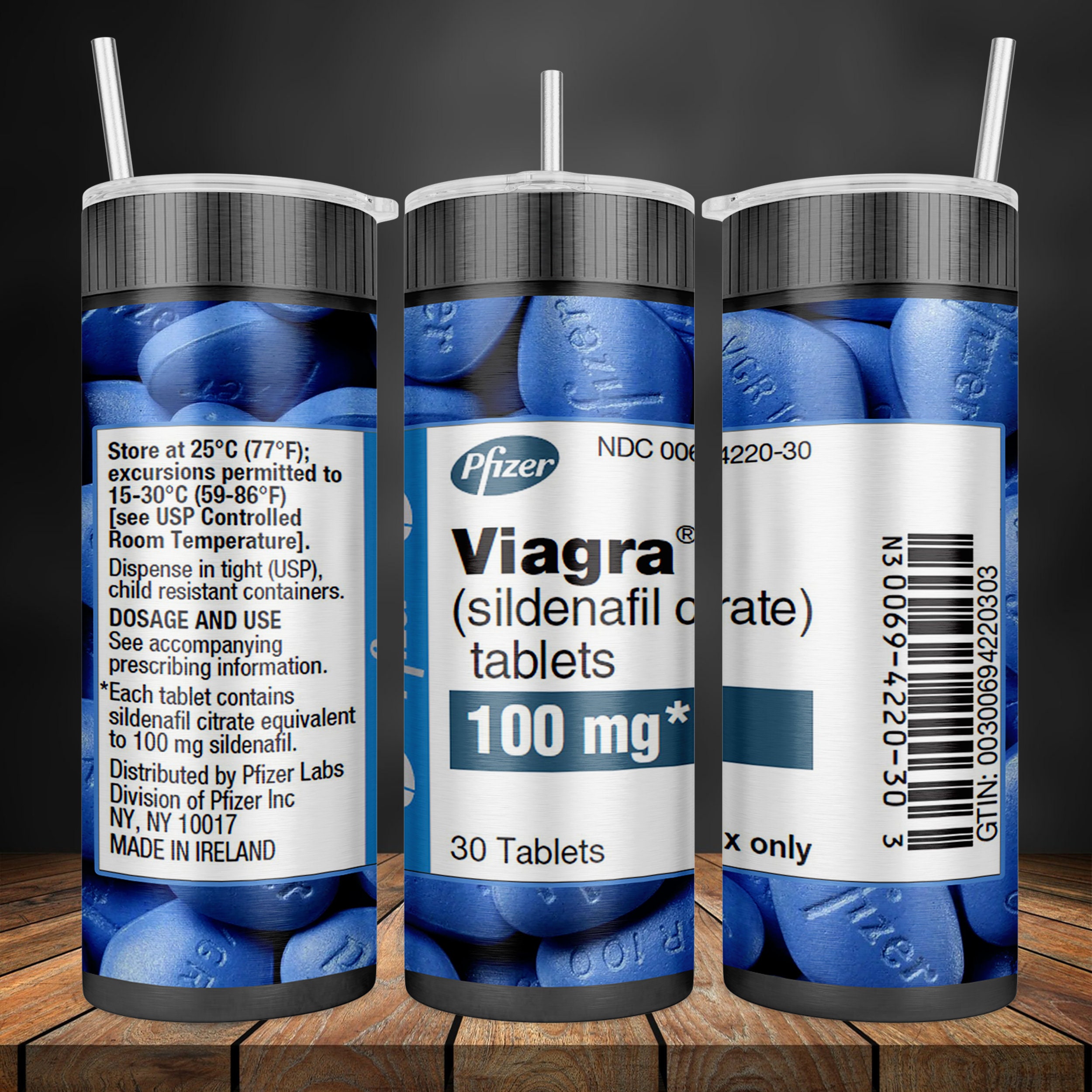Viagra Pills Bottle Joke 20 Oz Tumbler Wrap, Funny Sarcastic Tumbler