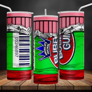 Chewing Gum 20 oz Tumbler Wrap: Candy PNG, Seamless Sublimation (Digital File)