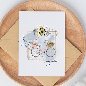 Retro bloemen mama kaarten, Moederdag kaart, met de hand geschilderd, aquarel PNG, moeder verjaardag wenskaart, wilde bloemen, digitale download
