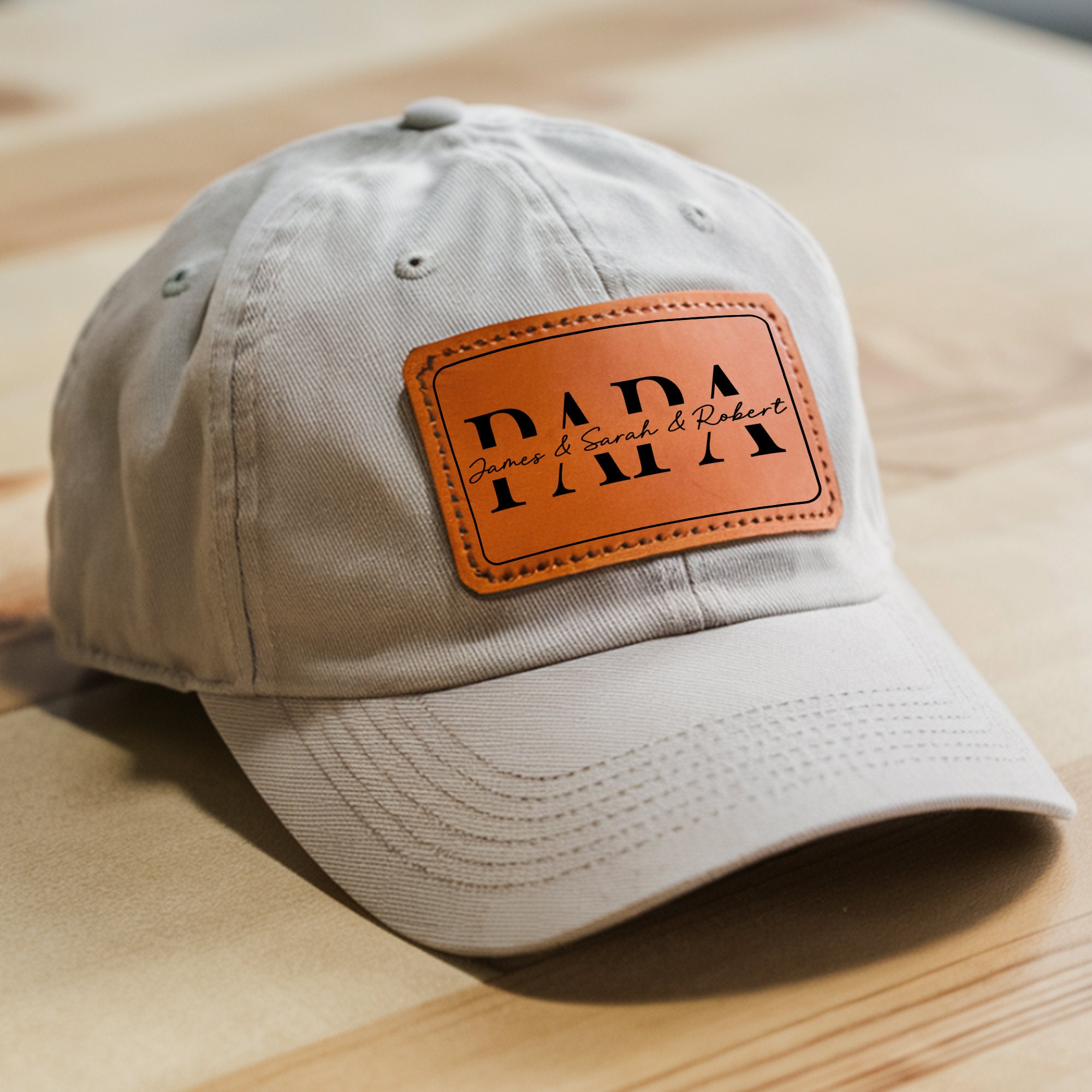 thumbnail image 2 of Custom Papa Leather Patch Trucker Hat - Personalized Father Baseball Cap Adjustable 2 of 11
