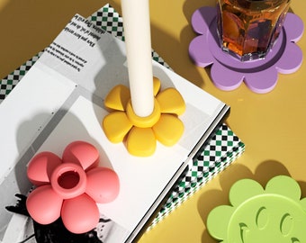 Floral Taper Candle Holder Silicone Mold | Jesmonite, Cement, Concrete