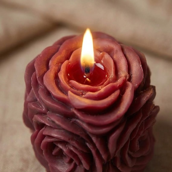 3D Kerzenform Rose | Romantische Stumpenkerze Handwerk Wohnkultur