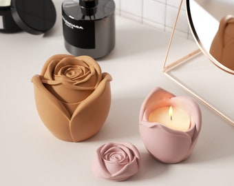Rose Candle Jar Silicone Mold with 3oz Candle Refill Mold,DIY Candle Vessel for Jesmonite, Concrete Mould, Cement Mold , Mother's Day Gift
