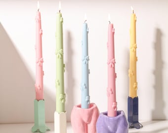 Boowan Nicole Wstążka Kokarda Taper Candle Silikonowa Forma