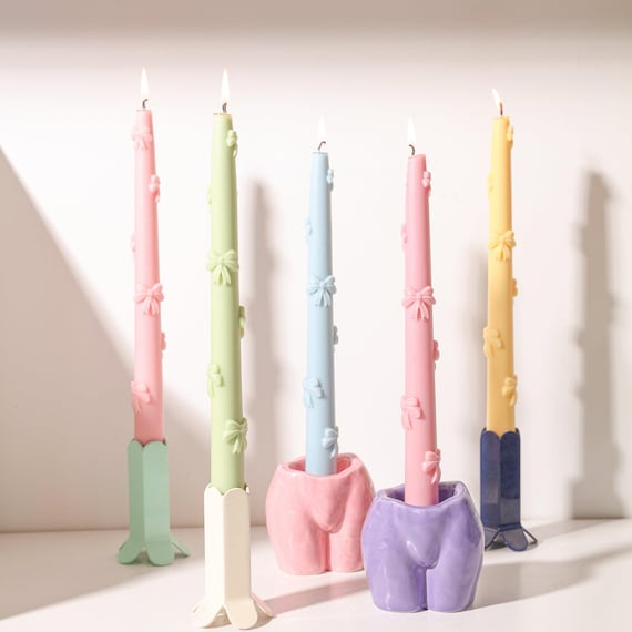 Boowan Nicole Ribbon Bow Taper Candle Silicone Mold