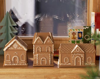 Sweet Gingerbread Cottage Candle Jar Concrete Silicone Mold Collection DIY Handmade Christmas Gifts