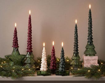 Boowan Nicole Christmas Tree Taper Candle Silicone Mold, Winter Pine Shape for Soy Wax, Beeswax & Holiday Crafts