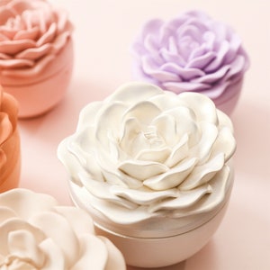 Rose Flower Silicone Candle Jar Mold with Candle Wax Refill Mould,for Concrete Jesmonite Cement Resin Casting,DIY Candle Vessel Storage Jar
