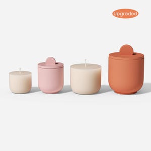 Boowan Nicole Simple Style Candle Jar & Raised Lids Silicone Mold With Refill Mold