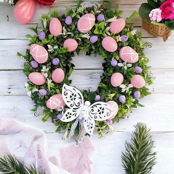 Easter wreath, wreath for front door, all year wreath. Artificial wreath. Autumn wreath, summer wreath, flower wreath, spring wreath, roses