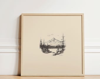 Mt Rainier | Sketch Art | Aesthetic Pencil Sketch AI Artwork