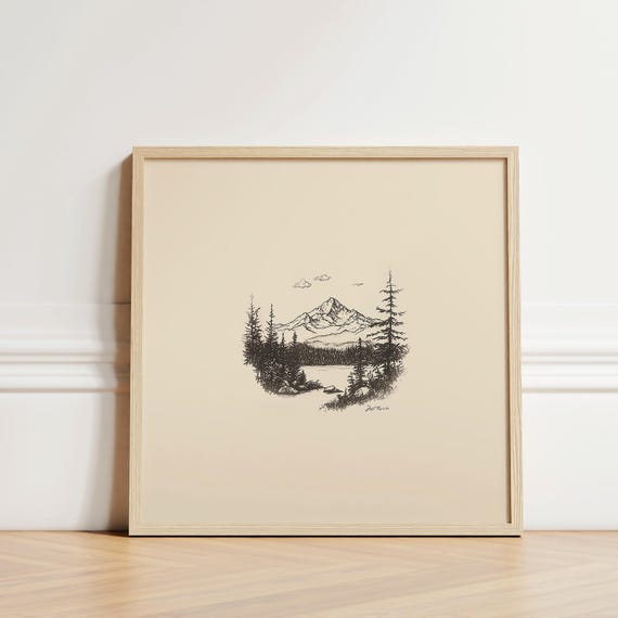 Mt Rainier | Sketch Art | Aesthetic Pencil Sketch AI Artwork