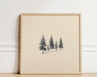 Douglas Fir Trees | Sketch Art | PNW Aesthetic Pencil Sketch AI Artwork