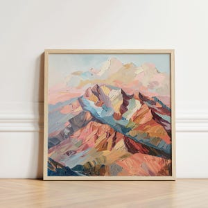 Rocky Mountains, p.1 | Printable Wall Art | Dreamlike Oil Painting Aesthetic Moody Textured AI Artwork