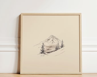 Mt Hood | Mountain Sketch Art | Aesthetic Pencil Sketch AI Artwork