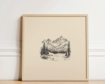 Rockies | Rocky Mountain Sketch Art | Aesthetic Pencil Sketch AI Artwork
