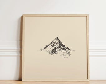 エベレストの鉛筆スケッチ: 世界最高峰の雄大な美しさを捉える - Etsy 日本