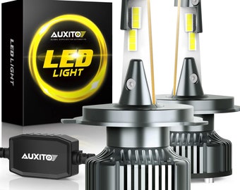 AUXITO H4 LED Bulbs, 15000LM Per Set 400% Brighter 9003 HB2 Fog Lights 6500K Cool White for Halogen Replacement, Plug and Play, Pack of 2