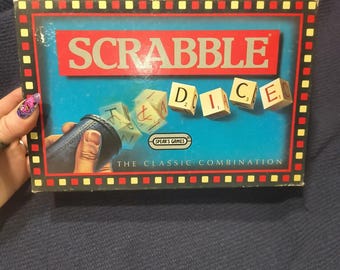 Vintage Scrabble Dice Game Spears 1990 – Retro Word Game, Travel Scrabble Dice Set, Classic Family Puzzle Game UK