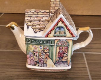 Vintage Sadler Merry Christmas Teapot 1999 – Toys Galore Store Limited Edition, Made in England Ceramic Christmas Collectible