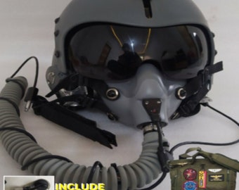 HGU-33 Naval Aviator Kampfpilot Helm Grau mit MBU-12 Sauerstoffmaske (Replica)